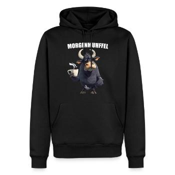Morning Muhffel Morning Grouch Cow Chemise de sommeil - Sweat à capuche Premium bio Homme - noir - Devant - Nico (187cm)