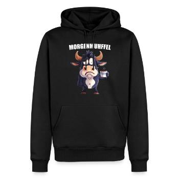 Morning Grouch Morning Muhffel Chemise de sommeil pour vache au café - Sweat à capuche Premium bio Homme - noir - Devant - Nico (187cm)