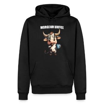 Morgenmuffel Morgenmuhffel Kaffee Kuh Schlafshirt - Männer Premium Bio Hoodie - Schwarz - Vorne - Nico (187cm)