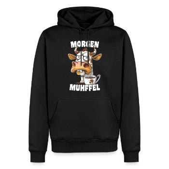 Morgenmuhffel Morgenmuffel Lustig Kaffee Kuh - Männer Premium Bio Hoodie - Schwarz - Vorne - Nico (187cm)