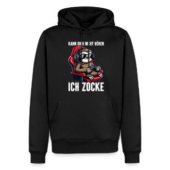Ich Kann Dich Nicht Hören Ich Zocke Faultier - Männer Premium Bio Hoodie - Schwarz - Vorne - Nico (187cm)