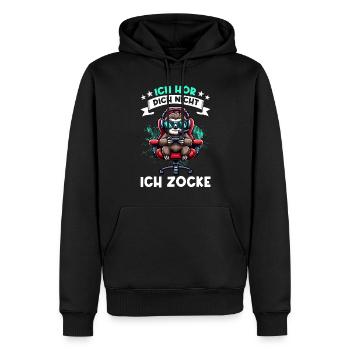 Ich Kann Dich Nicht Hören Ich Zocke Faultier - Männer Premium Bio Hoodie - Schwarz - Vorne - Nico (187cm)