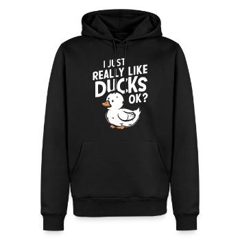 Ich mag Enten einfach sehr gerne Ok lustige Entengänse - Männer Premium Bio Hoodie - Schwarz - Vorne - Nico (187cm)