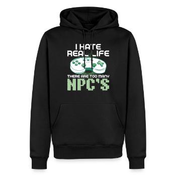 Play Controller Gaming I Hate Real Life - Männer Premium Bio Hoodie - Schwarz - Vorne - Nico (187cm)