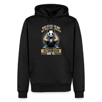 Heute möchte ich was mit Menschen machen Schubsen - Männer Premium Bio Hoodie - Schwarz - Vorne - Nico (187cm)