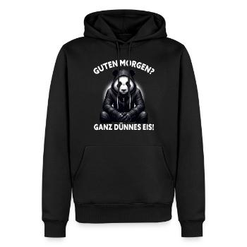 Guten Morgen Ganz dünnes Eis Lustiger Panda Kaffee - Männer Premium Bio Hoodie - Schwarz - Vorne - Nico (187cm)