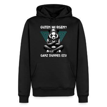Guten Morgen Ganz dünnes Eis Lustiger Panda Kaffee - Männer Premium Bio Hoodie - Schwarz - Vorne - Nico (187cm)