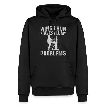 Le Wing Chun résout tous mes problèmes - Wing Chun Marti - Sweat à capuche Premium bio Homme - noir - Devant - Nico (187cm)
