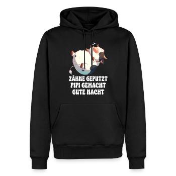 Teeth Brushed Good Night Sleep Shirt Cute Cow - Men’s Premium Organic Hoodie - black - Front - Nico (187cm)
