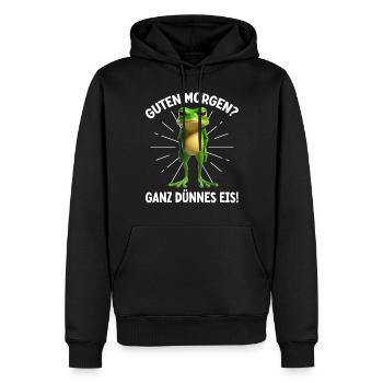 Good morning? Very Thin Ice Frog Frog Funnier - Men’s Premium Organic Hoodie - black - Front - Nico (187cm)
