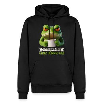 Good morning? Very Thin Ice Frog Frog Funnier - Men’s Premium Organic Hoodie - black - Front - Nico (187cm)