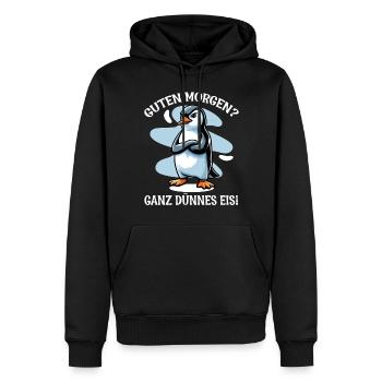 Bonjour très mince glace ami pingouin - Sweat à capuche Premium bio Homme - noir - Devant - Nico (187cm)