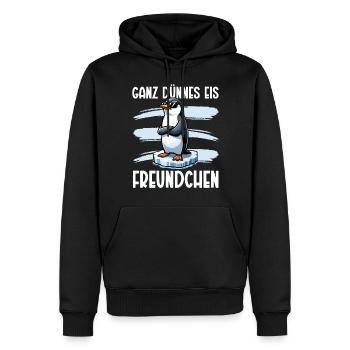 Bonjour très mince glace ami pingouin - Sweat à capuche Premium bio Homme - noir - Devant - Nico (187cm)