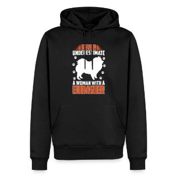 Frau mit Eurasier Eurasian Spitz Eurasier - Männer Premium Bio Hoodie - Schwarz - Vorne - Nico (187cm)