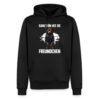 Very Thin Ice Cream Friend Funny Teddy Bear - Men’s Premium Organic Hoodie - black - Front - Nico (187cm)