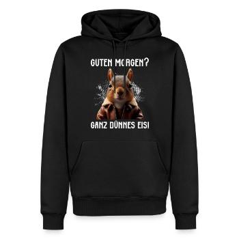 Bonjour très mince glace drôle d’écureuil - Sweat à capuche Premium bio Homme - noir - Devant - Nico (187cm)