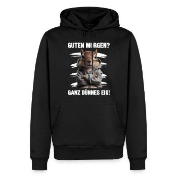 Bonjour très mince glace drôle d’écureuil - Sweat à capuche Premium bio Homme - noir - Devant - Nico (187cm)