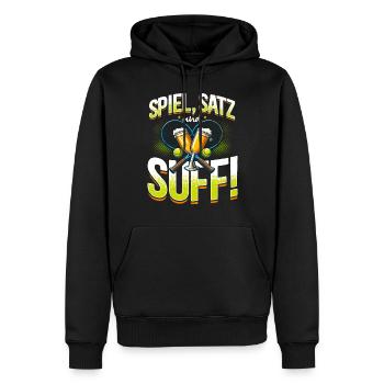 Bière Tennis, Set de jeux & Booze, Amateur de bière - Sweat à capuche Premium bio Homme - noir - Devant - Nico (187cm)