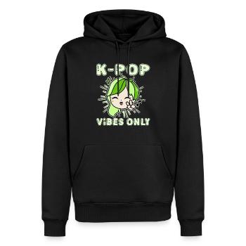 Design coréen amusant - Un must-have pour la K-pop - Sweat à capuche Premium bio Homme - noir - Devant - Nico (187cm)