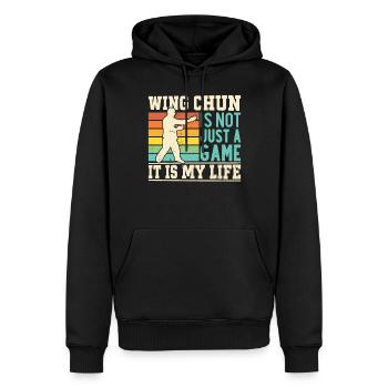 Le Wing Chun n’est pas seulement un jeu, c’est ma vie - Wing - Sweat à capuche Premium bio Homme - noir - Devant - Nico (187cm)