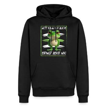 Je peux aussi être gentille ! Mais ça ne sert à rien ! Grenouille Frosch - Sweat à capuche Premium bio Homme - noir - Devant - Nico (187cm)