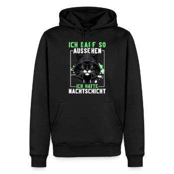 J’ai le droit d’avoir l’air d’avoir un chat de nuit - Sweat à capuche Premium bio Homme - noir - Devant - Nico (187cm)