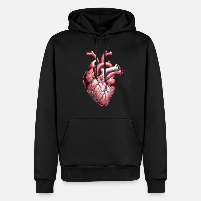 Fleurs de cœur anatomiques - Sweat à capuche Premium bio Homme - noir