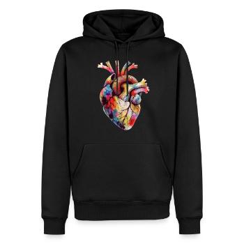 Buntes anatomisches Herz Medizinisches Herz - Männer Premium Bio Hoodie - Schwarz - Vorne - Nico (187cm)