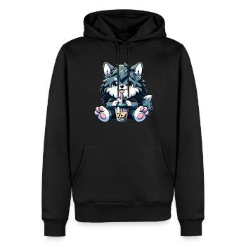 Thé à bulles loup-garou - Sweat à capuche Premium bio Homme - noir - Devant - Nico (187cm)
