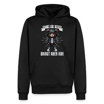 Je peux aussi être gentille ! Mais cela ne sert à rien ! Nounours - Sweat à capuche Premium bio Homme - noir - Devant - Nico (187cm)