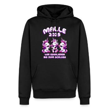 Malle 2025 Wir Eskalieren Bis Zum Schluss - Männer Premium Bio Hoodie - Schwarz - Vorne - Nico (187cm)