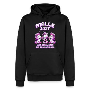 Malle 2027 Wir Eskalieren Bis Zum Schluss - Männer Premium Bio Hoodie - Schwarz - Vorne - Nico (187cm)