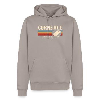 Joueur de sac de haricots de l’équipe Cornhole - Sweat à capuche Premium bio Homme - taupe - Devant - Nico (187cm)