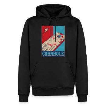 Joueur de sac de haricots de l’équipe Cornhole - Sweat à capuche Premium bio Homme - noir - Devant - Nico (187cm)