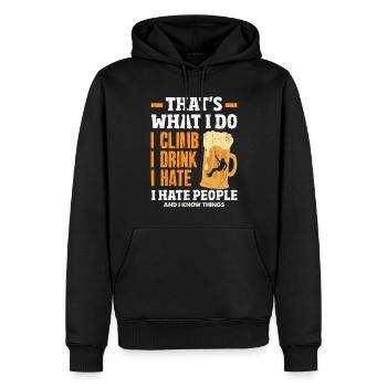 Grimpeur de tour Technicien Ouvrier de tour - Sweat à capuche Premium bio Homme - noir - Devant - Nico (187cm)