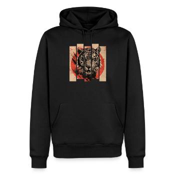 80er Jahre Retro Japanischer Tiger - Männer Premium Bio Hoodie - Schwarz - Vorne - Nico (187cm)
