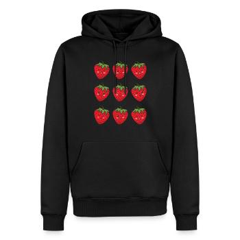 Funny Strawberry Face Funny Strawberry - Männer Premium Bio Hoodie - Schwarz - Vorne - Nico (187cm)
