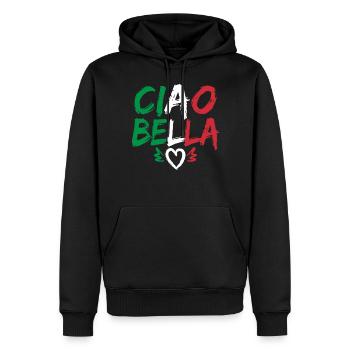 Ciao Bella - Männer Premium Bio Hoodie - Schwarz - Vorne - Nico (187cm)