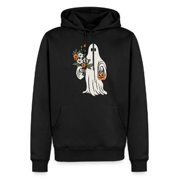 Geist mit Blumen - Männer Premium Bio Hoodie - Schwarz - Vorne - Nico (187cm)