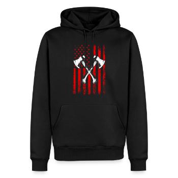 axe throwing american flag - Männer Premium Bio Hoodie - Schwarz - Vorne - Nico (187cm)