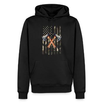 axe throwing american flag - Männer Premium Bio Hoodie - Schwarz - Vorne - Nico (187cm)