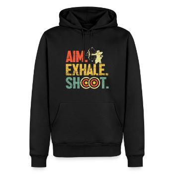 Funny Archery Retro Groovy Fletch Archery Hunting - Men’s Premium Organic Hoodie - black - Front - Nico (187cm)