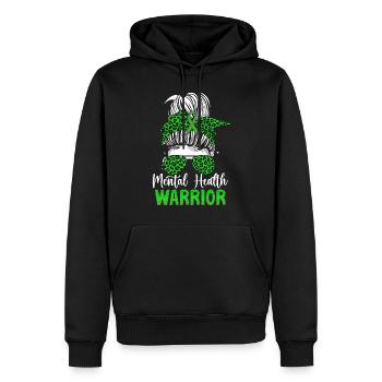 Guerrier de la santé mentale Messy Bun Ruban vert - Sweat à capuche Premium bio Homme - noir - Devant - Nico (187cm)