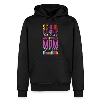 Conseillère scolaire Maman École - Sweat à capuche Premium bio Homme - noir - Devant - Nico (187cm)