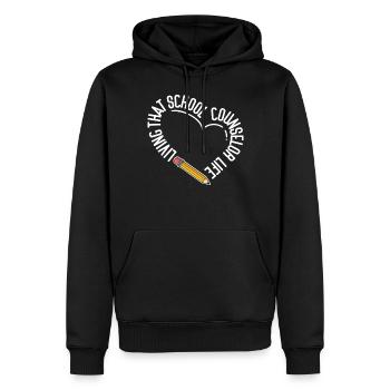 School Counselor Heart Living That - Männer Premium Bio Hoodie - Schwarz - Vorne - Nico (187cm)