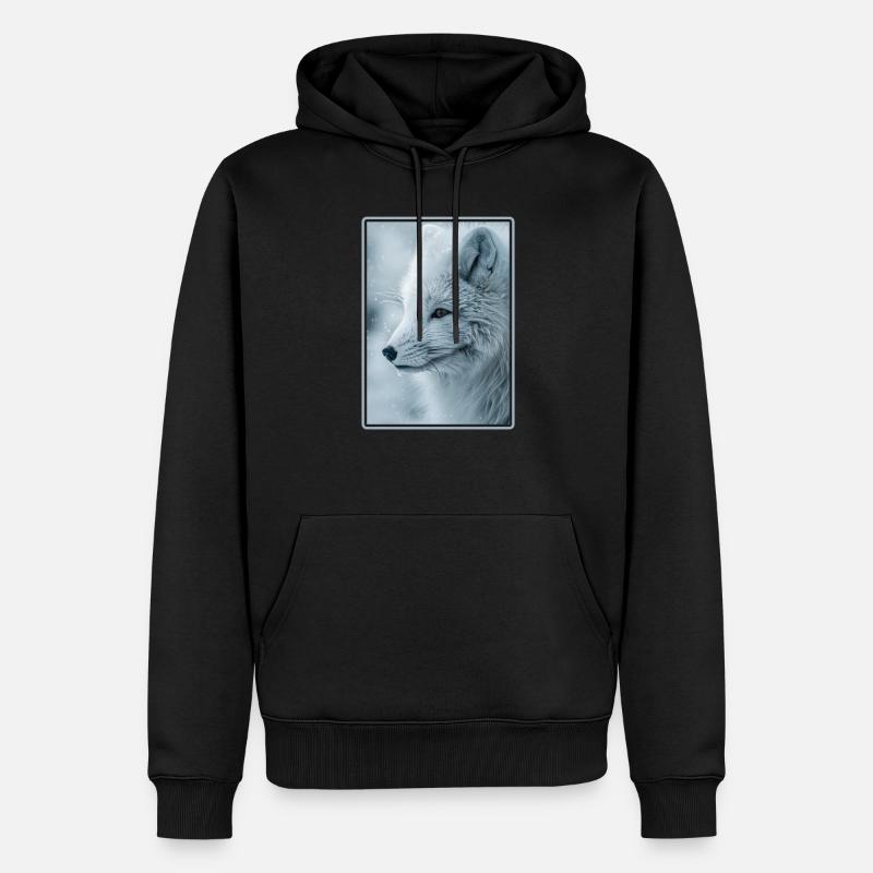 Renard arctique Polarfüchse Polarfuchs - Sweat à capuche Premium bio Homme - noir