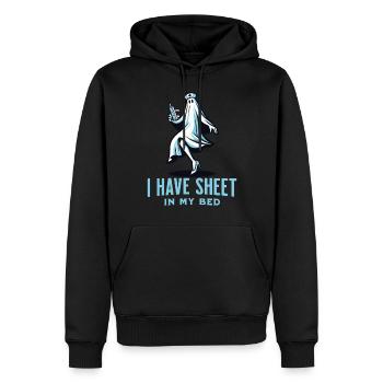 Funny ghost saying i have sheet in my bed - Men’s Premium Organic Hoodie - black - Front - Nico (187cm)