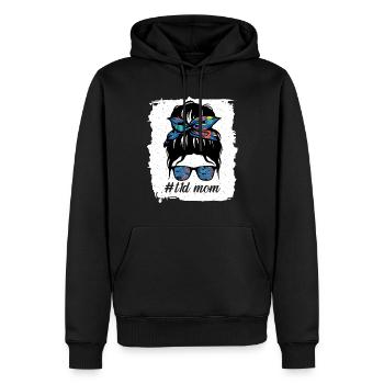 T1D Maman Bleu et Gris Ruban Messy Bun Juvénile - Sweat à capuche Premium bio Homme - noir - Devant - Nico (187cm)