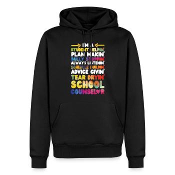 Conseillère scolaire Aquarelle Je suis A - Sweat à capuche Premium bio Homme - noir - Devant - Nico (187cm)