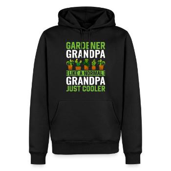 Jardinier Papi comme un Papi normal juste plus frais - Sweat à capuche Premium bio Homme - noir - Devant - Nico (187cm)